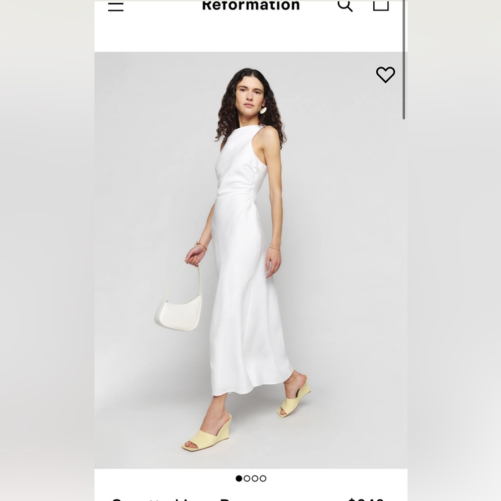 NWT Reformation Casette Linen Dress in White
